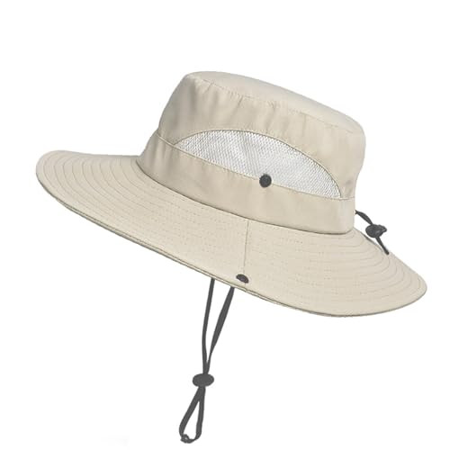 NPJY Sun Hat Womens Men 3” Wide Brim UPF 50+ Fishing Beach Bucket Hats 1 Beige