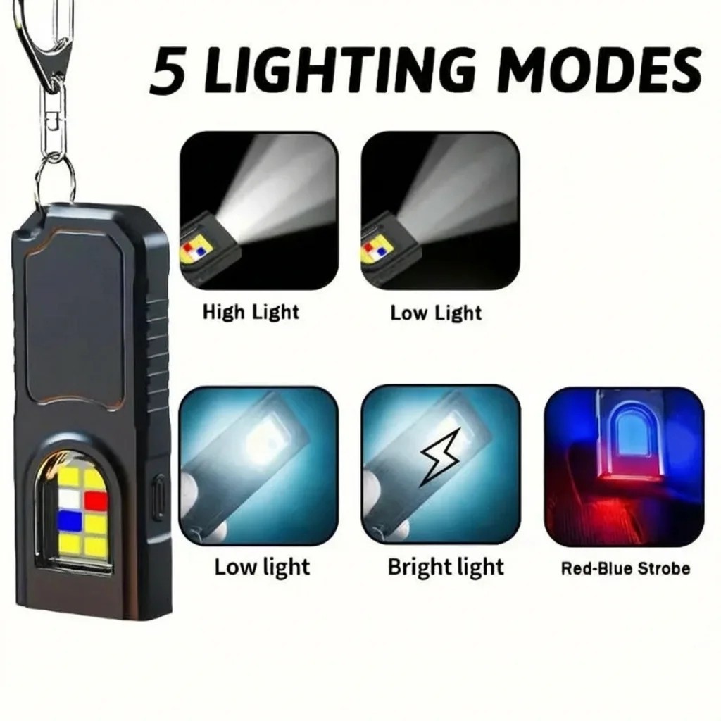 Powerful Mini LED Keychain Flashlight USB Rechargeable Waterproof EDC SOS Light