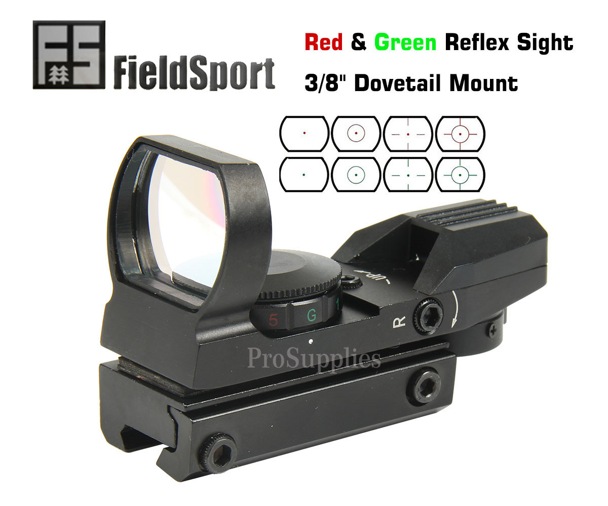 Red and Green Reflex Sight with 4 Reticles, 3/8" Dovetail Mount