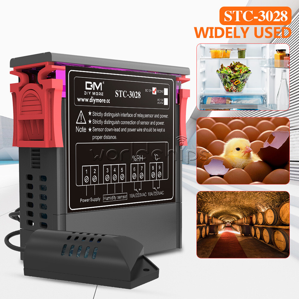 STC-3028 DC12V 10A Digital Dual LED Temperature Humidity Controller Thermostat