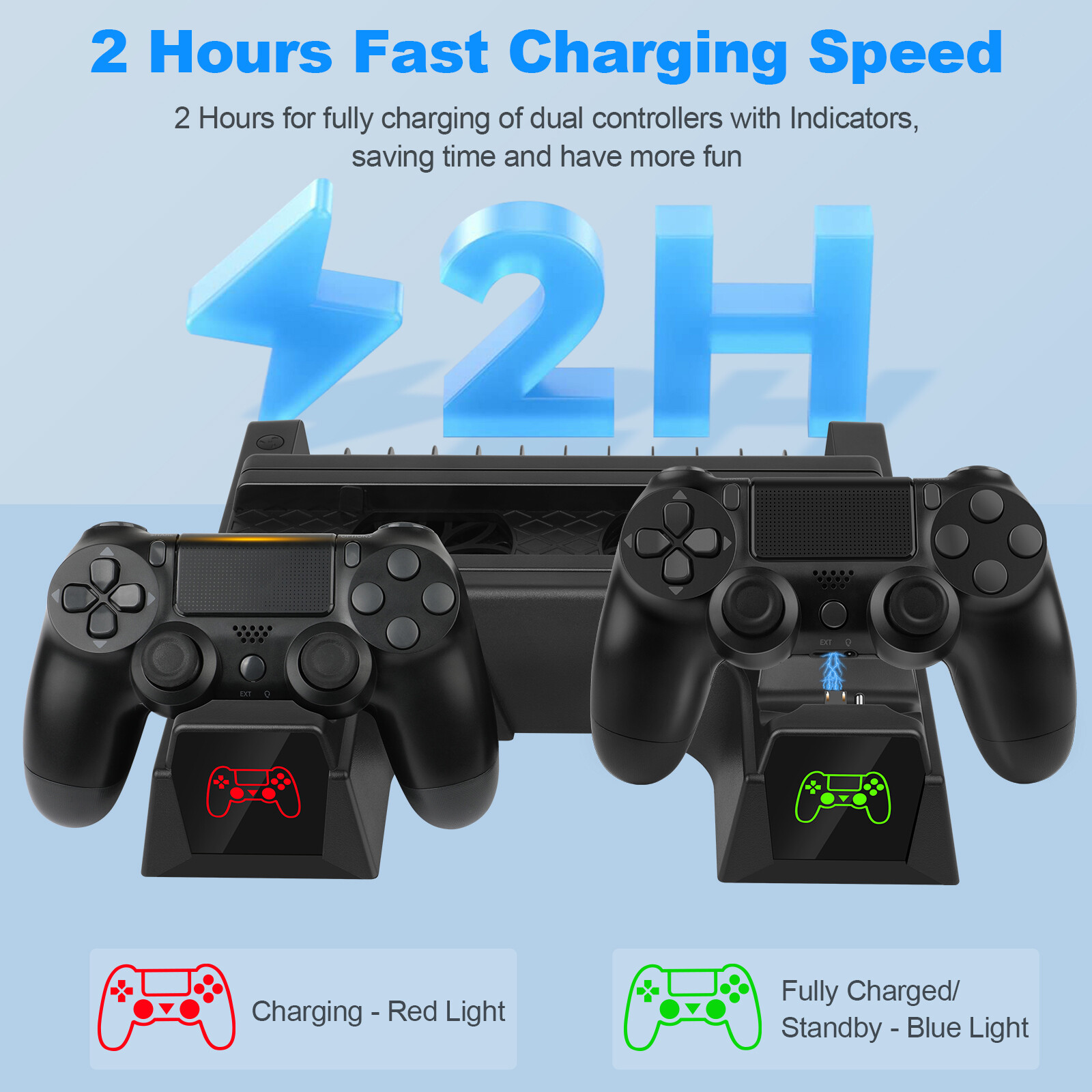 Wireless Dual Controller Charger Dock Station for PS4/Slim/Pro