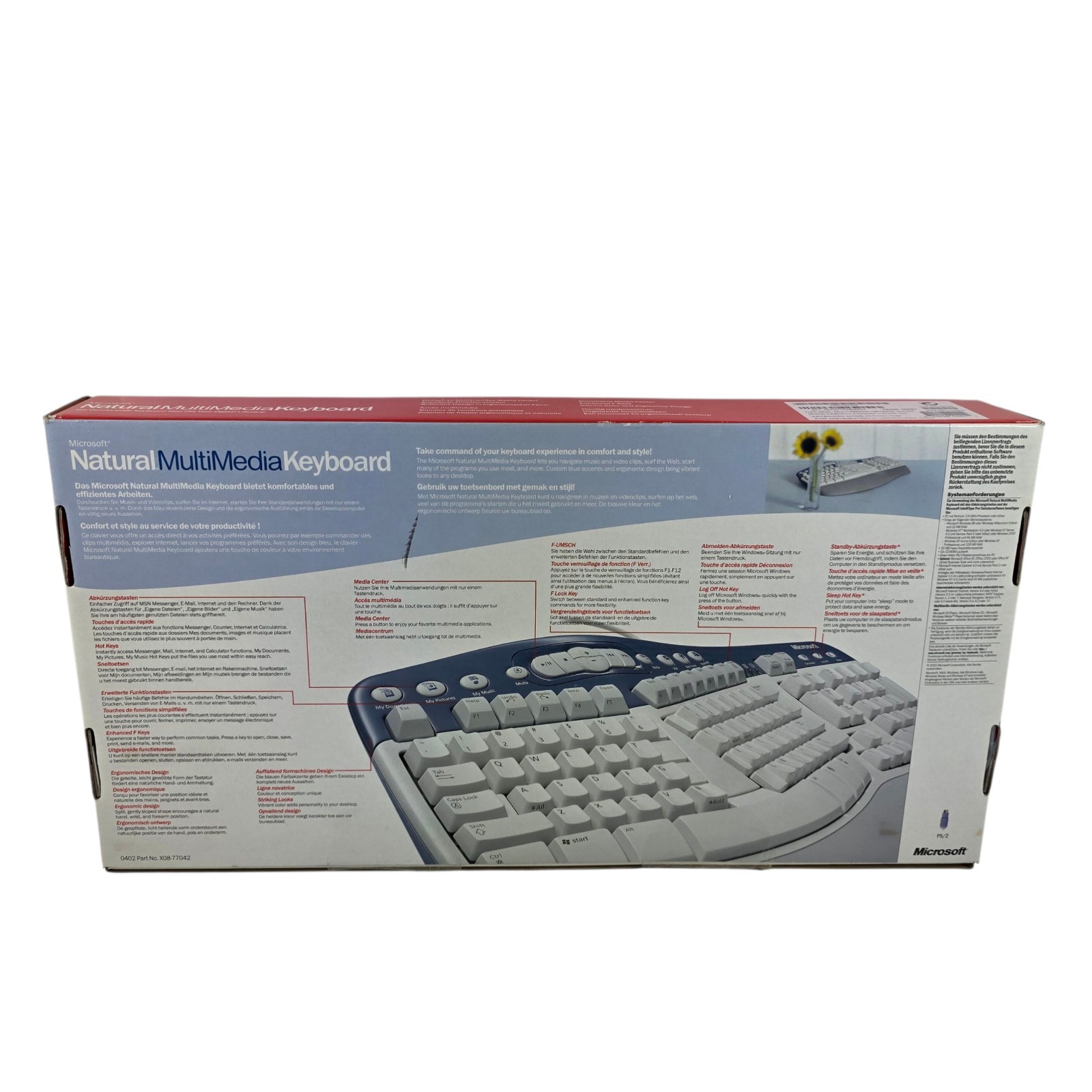 Microsoft Natural MultiMedia Keyboard Ergonomic PS/2 - Vintage Retro with Box