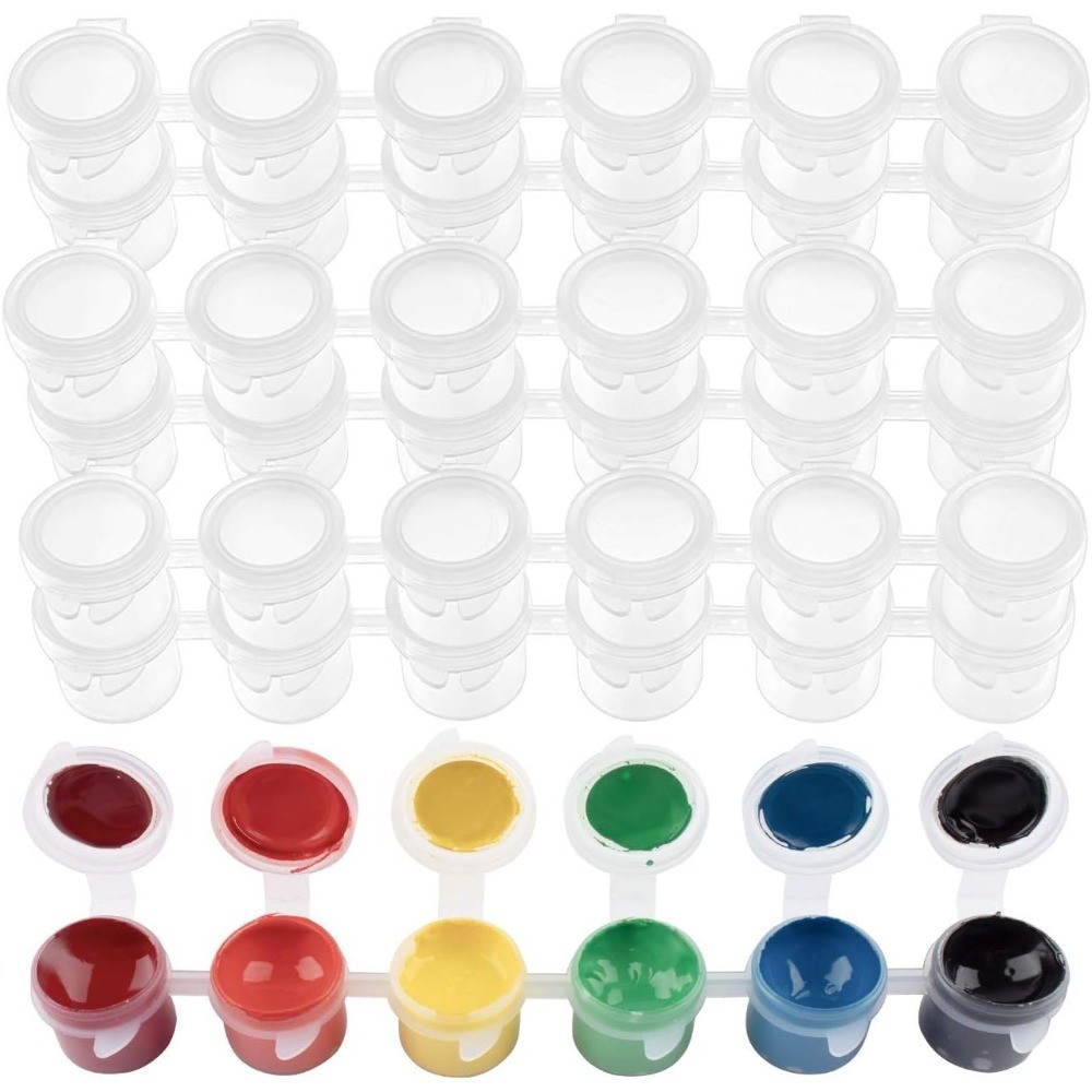 36 Empty 5ml Clear Paint Pots with Lids, Small Plastic Paint Containers for Art