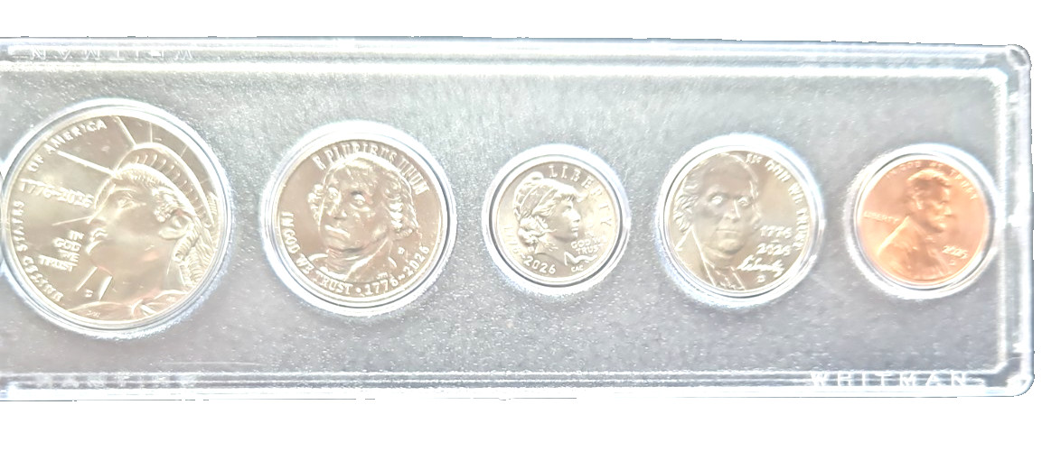 2026 D Dual Date 5 Coin Set with Revolutionary War quarter & 2025 Last Penny