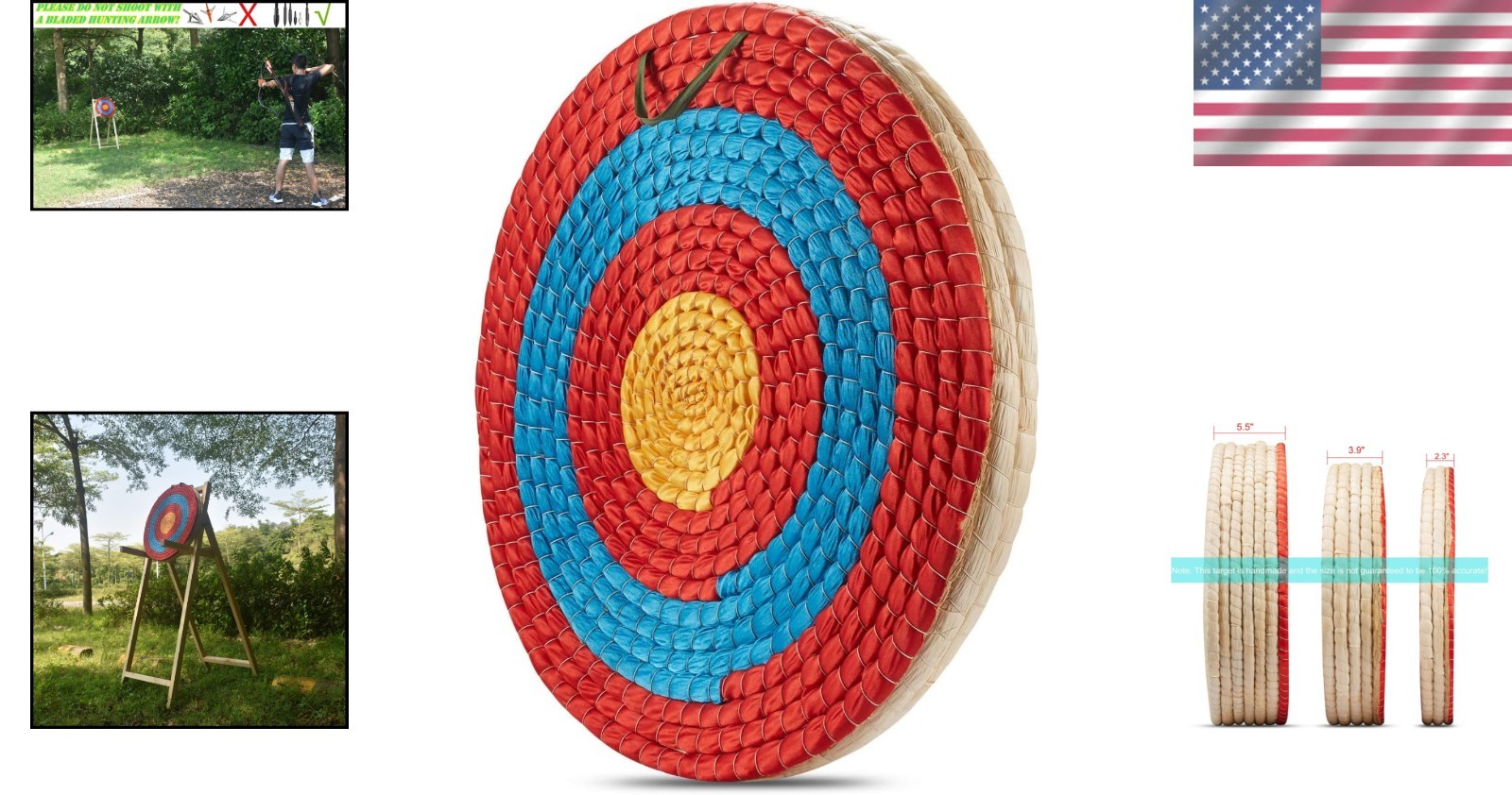 Recurve Bow Straw Target, 32" 3-Layer Hand-Woven