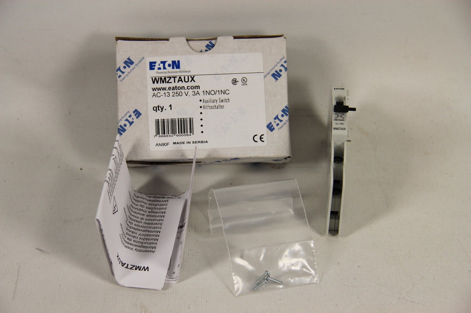 EATON Corp. WMZTAUX 6Amp 1Pole Aux Contact - NEW