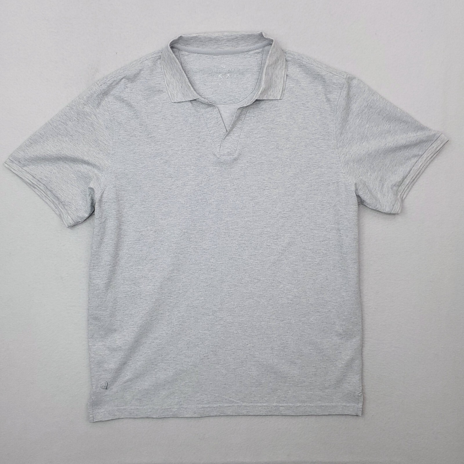 Veboon Shirt Mens Large Gray Performance Golf Polo Stretch Preppy V Neck