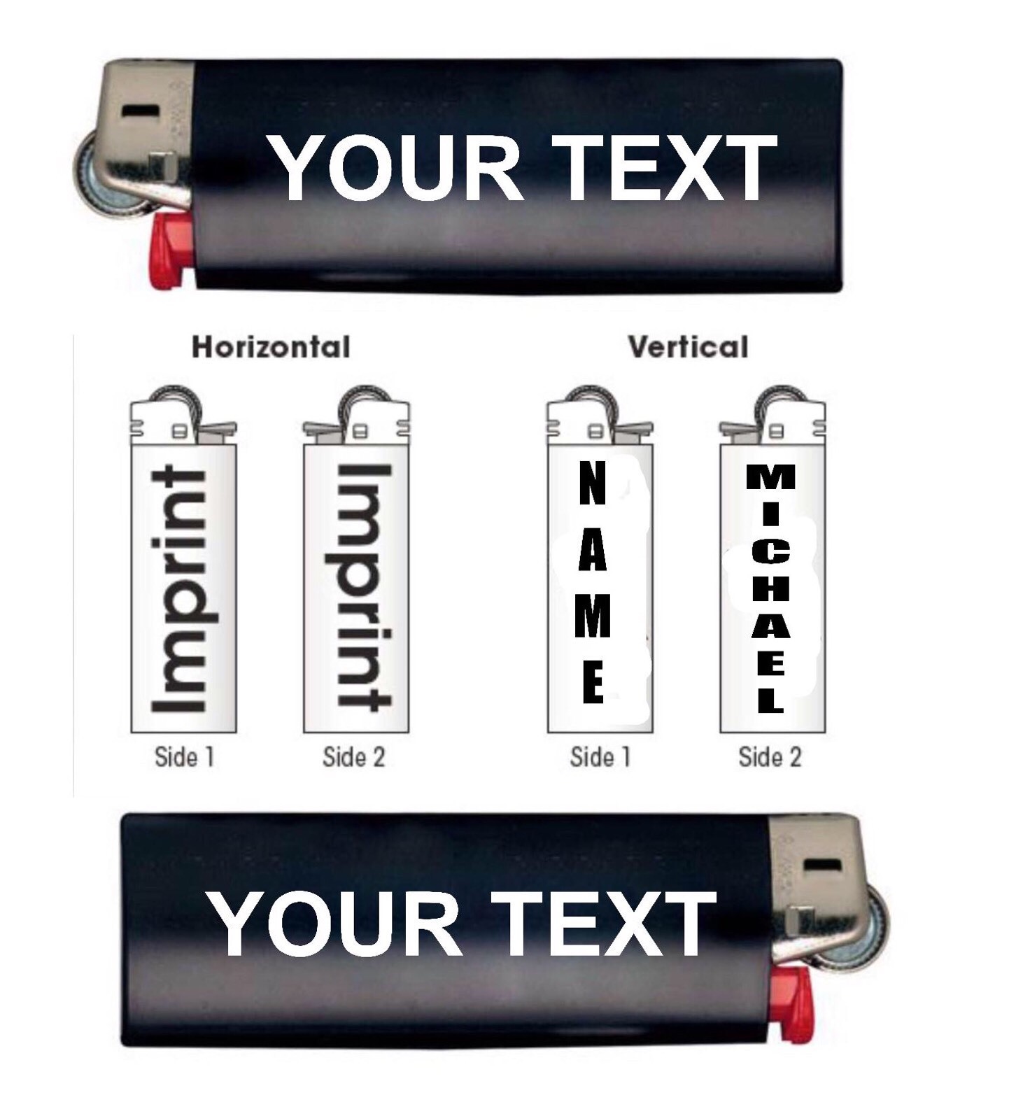 Personalized Bic Lighter Vinyl Decal Sticker Customized Name Text Gift B8288