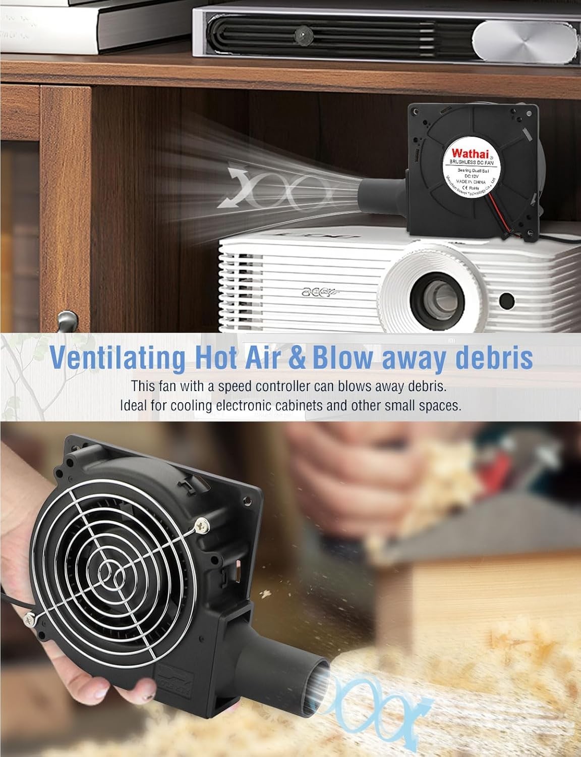 Compact 12V Squirrel Cage Blower Fan with Variable Speed - BBQ & Airflow Control