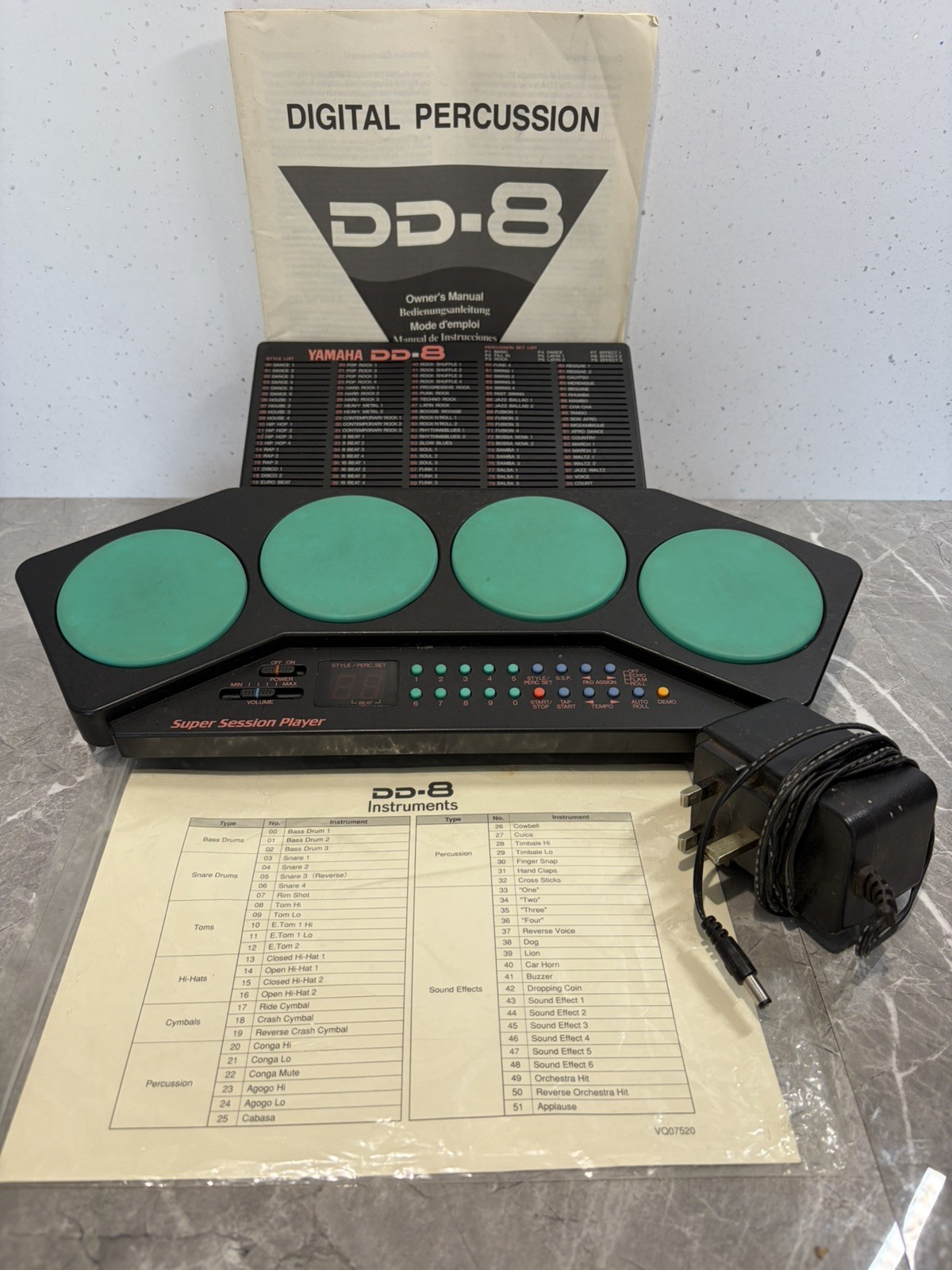 Yamaha DD-8 Digital Percussion Drum Pad Boxed Working PSU Manual Tested