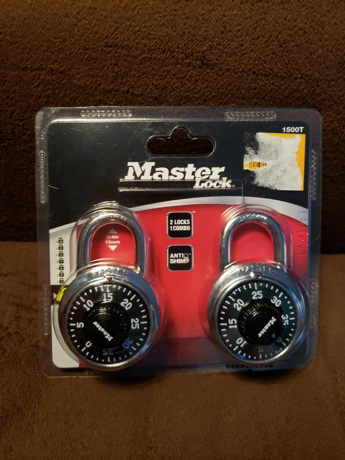 2 PACK MASTERLOCK  ~ 1500D COMBINATION PADLOCK  ~ MASTER LOCK ANTI SHIM BLACK