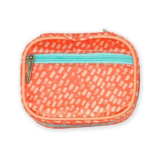 WELLNESS KEEPER PILL & VITAMIN CASE WITH ZIPPERED POCKET IN CORAL RUN