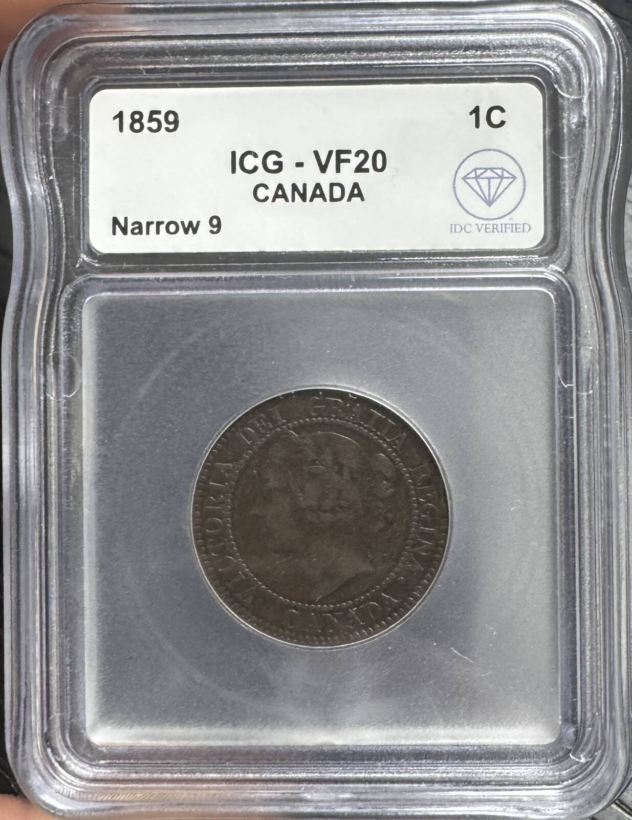 1859 Canada Bronze CENT ICG VF-20 IDC Verified