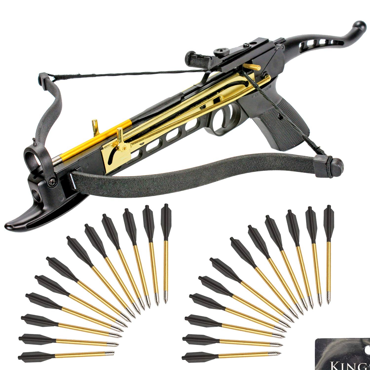 Self Cocking Crossbow Bundle with Adjustable Sights