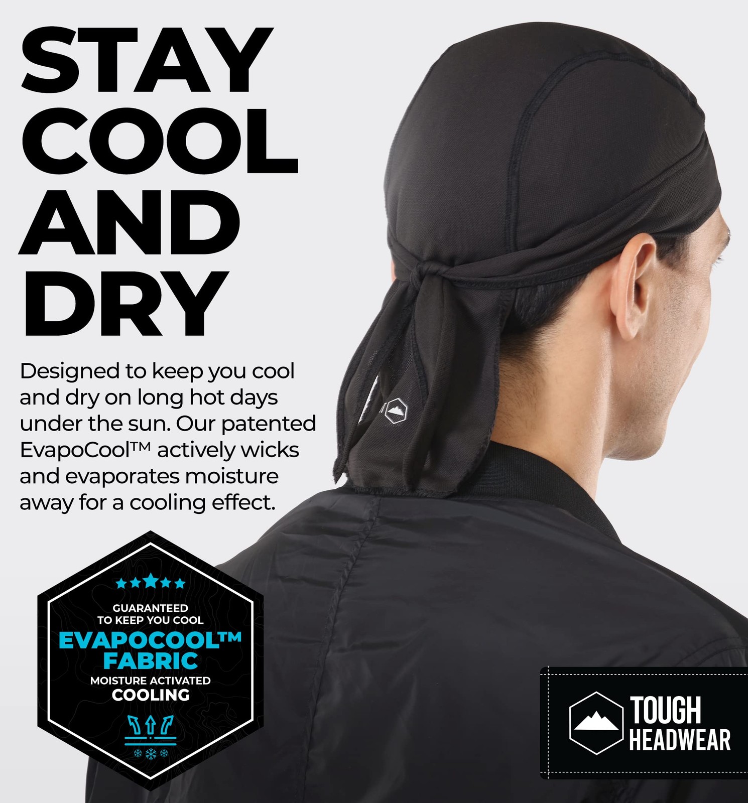 Cooling Helmet Liners - Do Rag Skull Caps for Men - One Size, Black