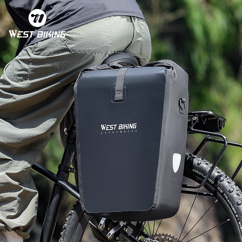 WEST BIKING Full Waterproof Bike Rear Rack Pack Bag Bicycle Single Pannier 25L