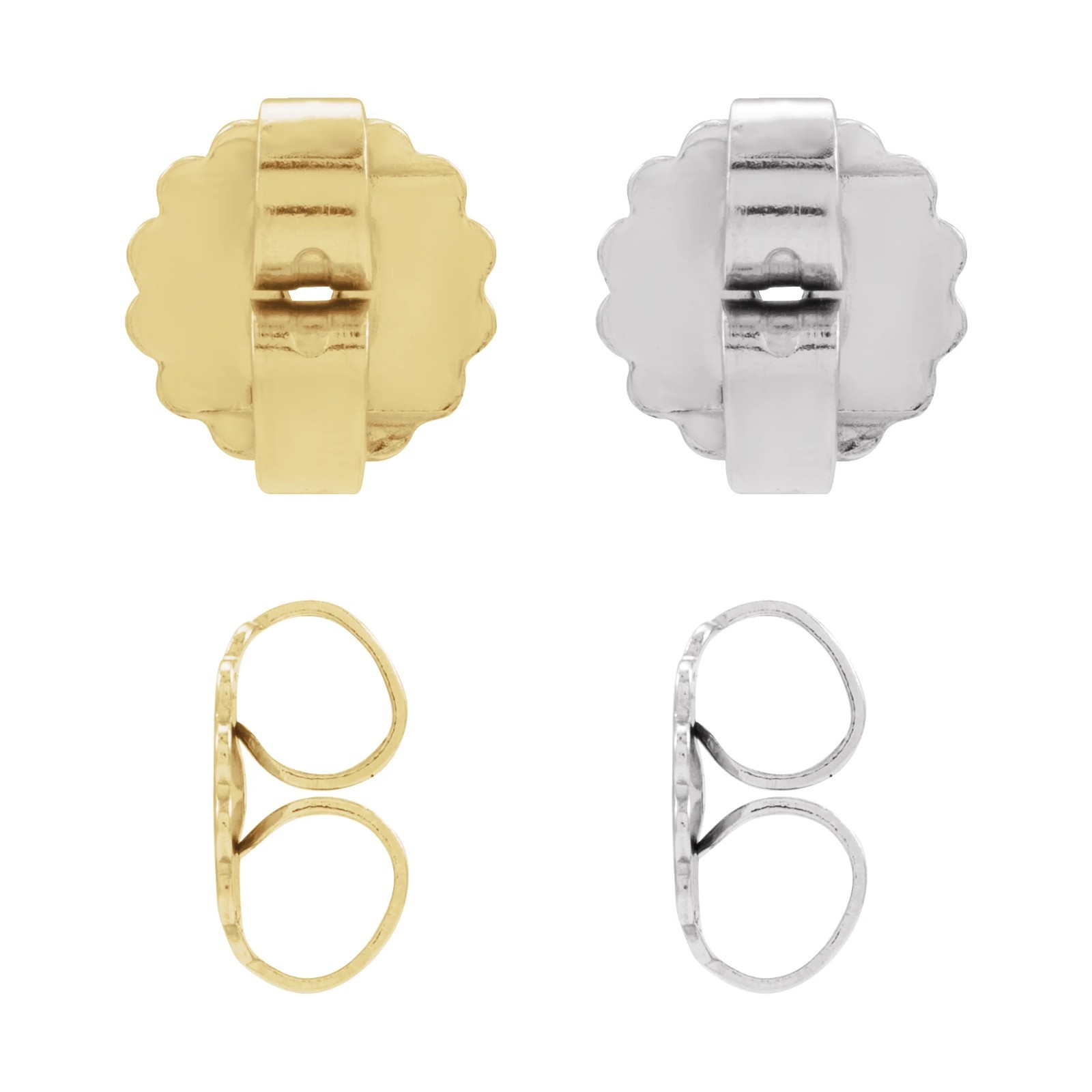 14K Gold, Platinum & Silver Earring Friction Back with Heavyweight 9.5 mm Pad
