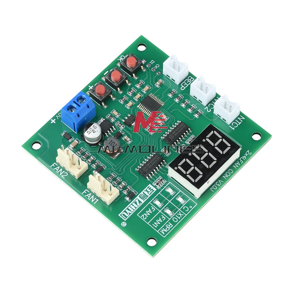 Heat Dissipation PWM 4 Wire Fan Temperature 2-Way Speed Controller Module