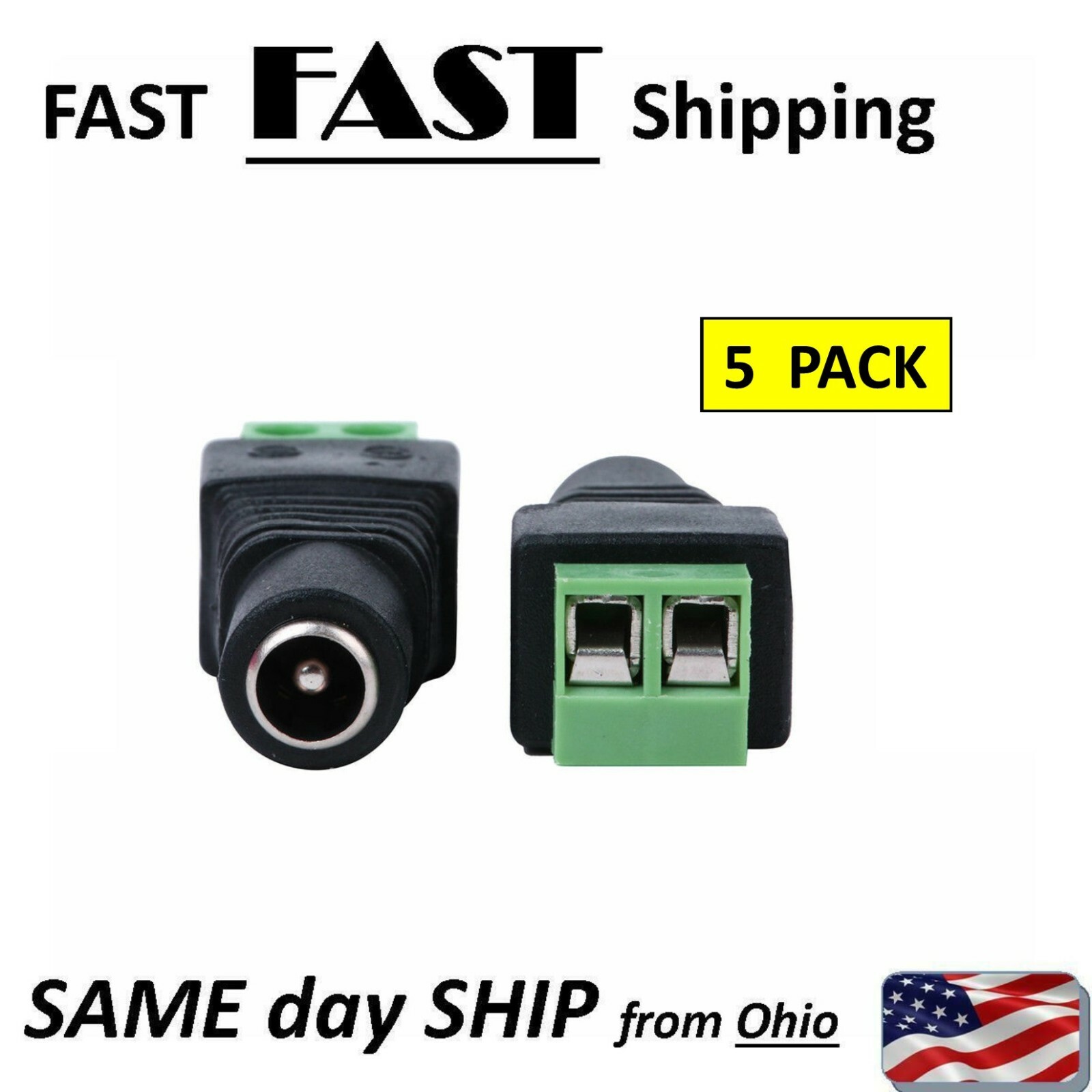 5x - Female 5.5mm x 2.1mm DC Power Connector Jack Plug 12V 24V