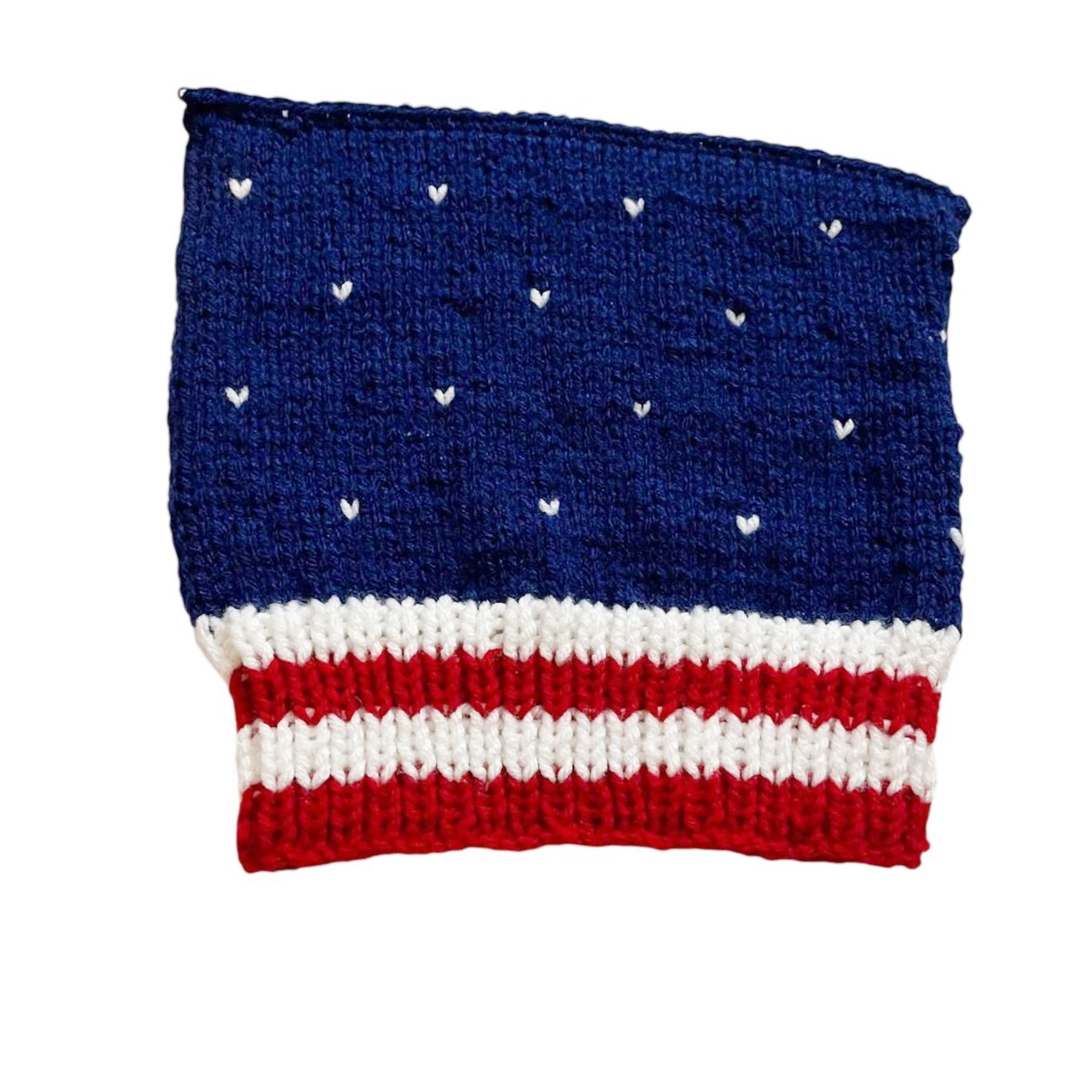 Patriotic Hat Hand knitted Starry Hat Red White and Blue Medium