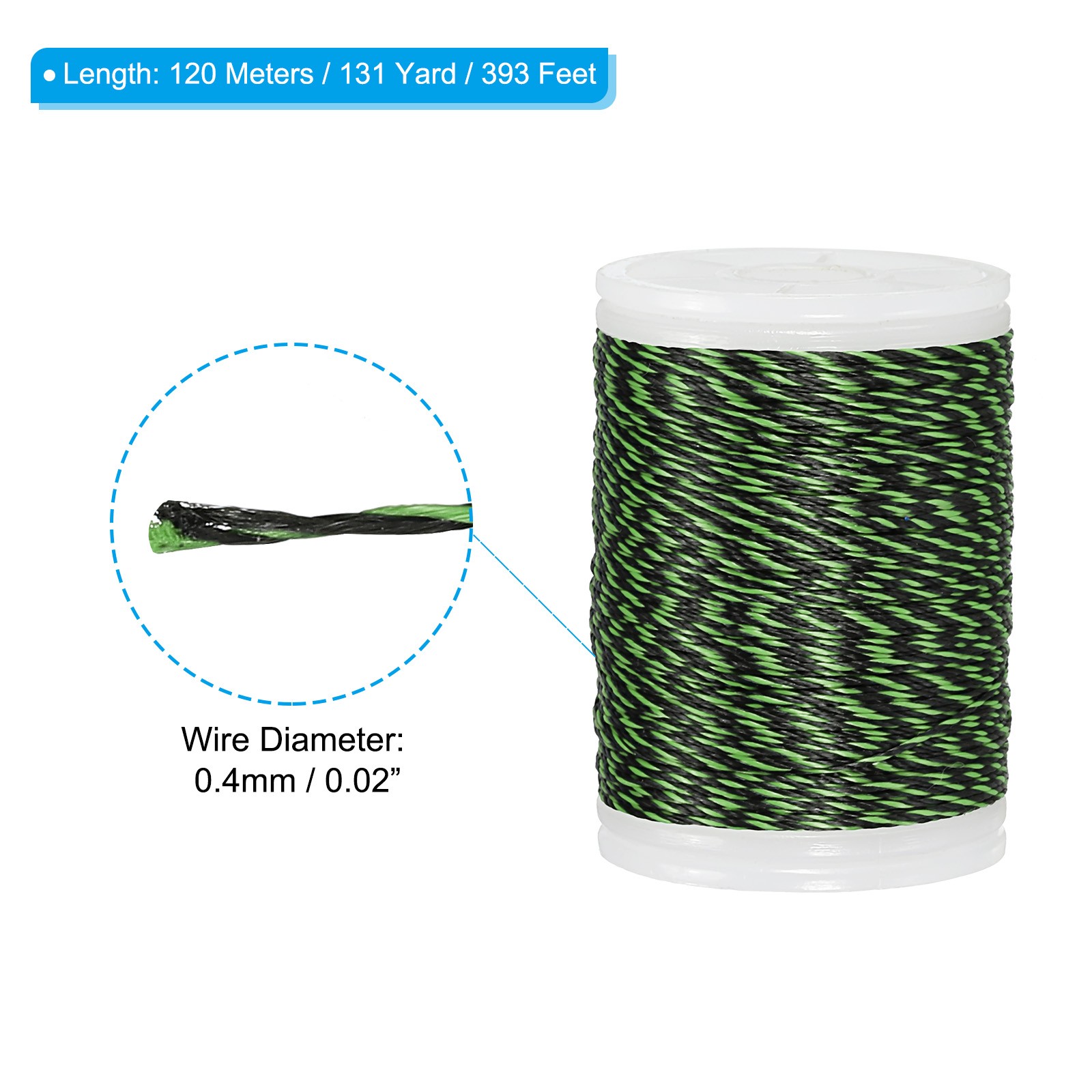 Archery Bow String Serving Thread 0.02" Dia Bowstring Thread Grass Green/Black