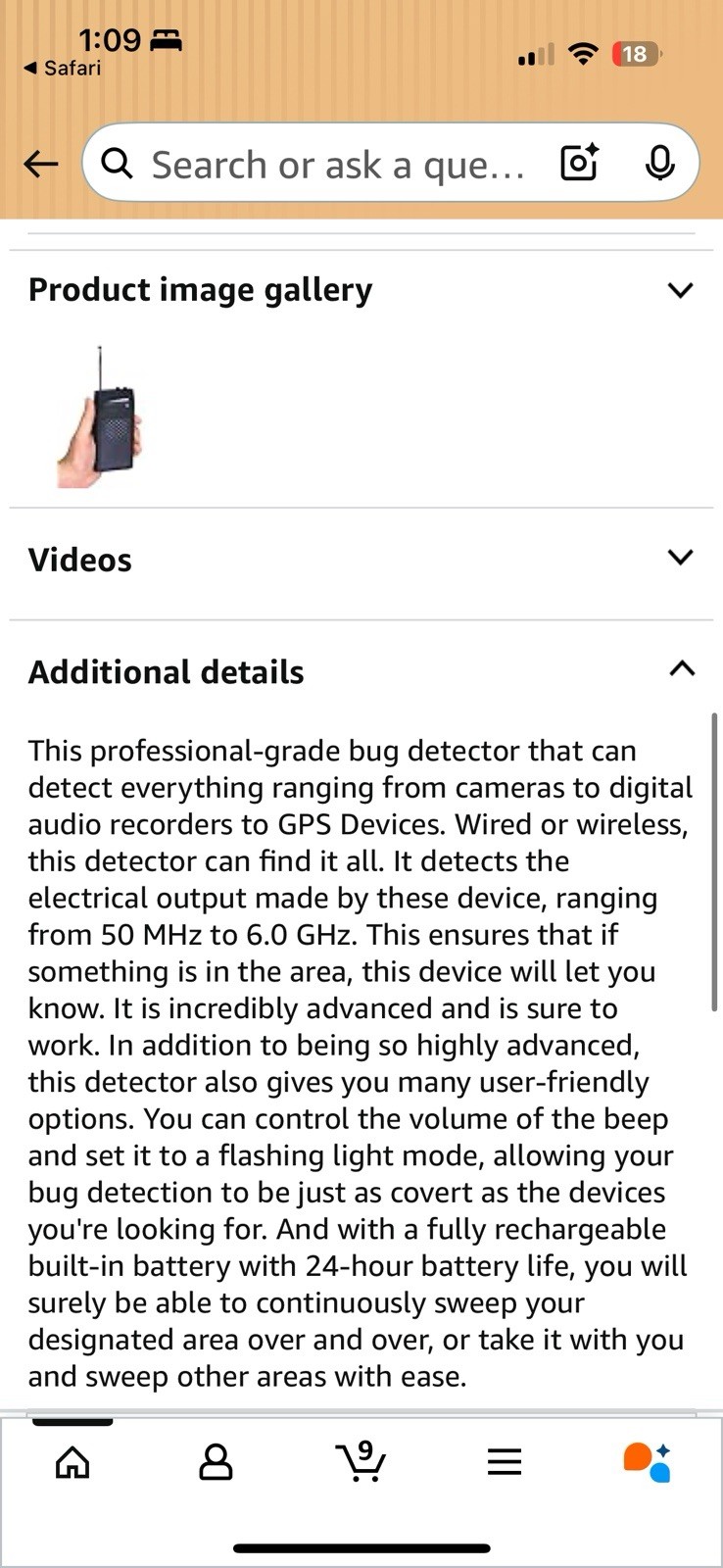 Anti-Spy RF Signal Bug Detector