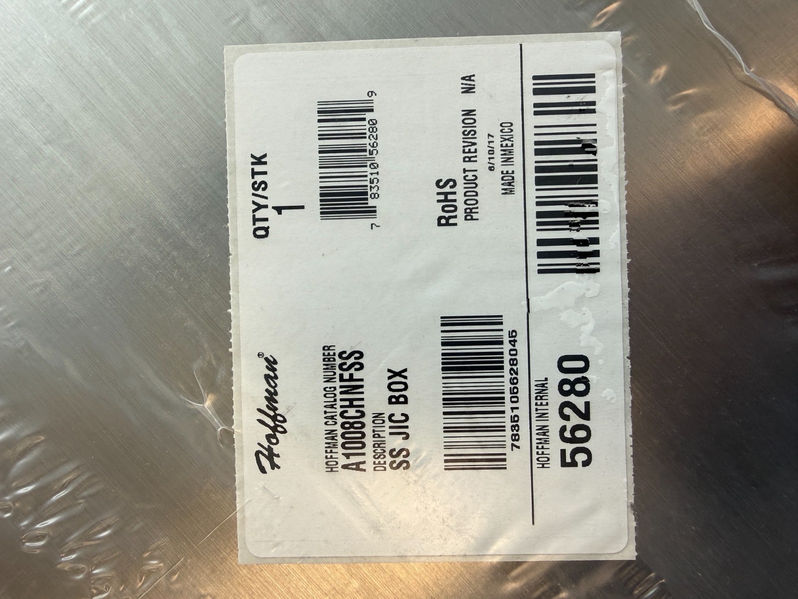 Hoffman nVent A1008CHNFSS Stainless Steel Junction Box 10In.Hx 8In.Wx4In.D