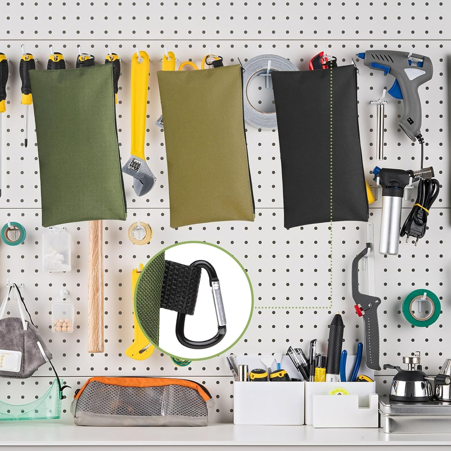Moisture-Resistant 3 Pack Tool Pouches - Organizers in Three Colors