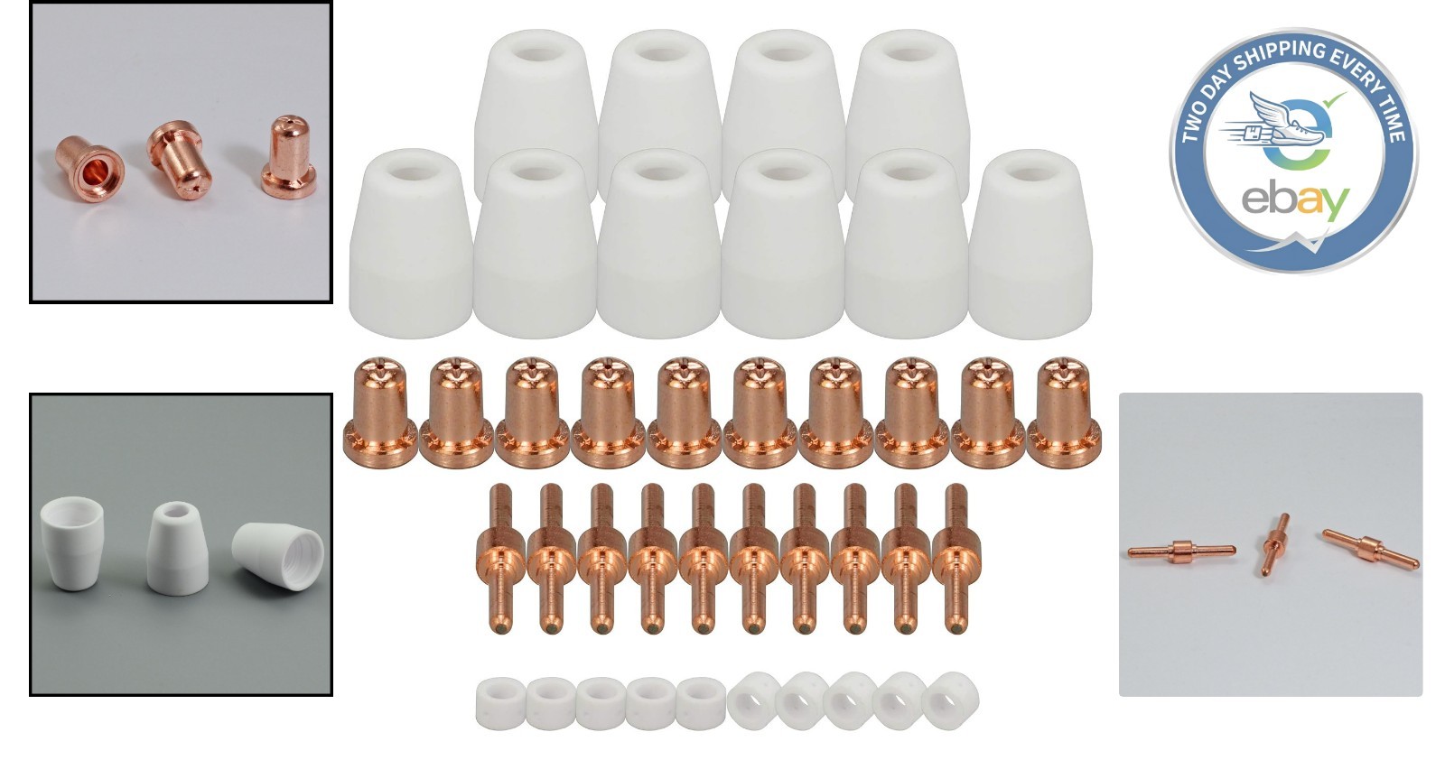 Complete 40PC Plasma Cutter Consumables - Tips, Nozzles & Cups for Pro Welding