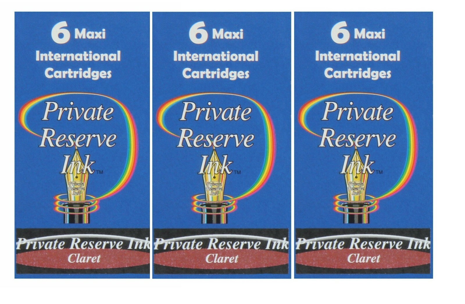 3 Packs, Private Reserve Long International Fountain Pen Ink Cartridges, New