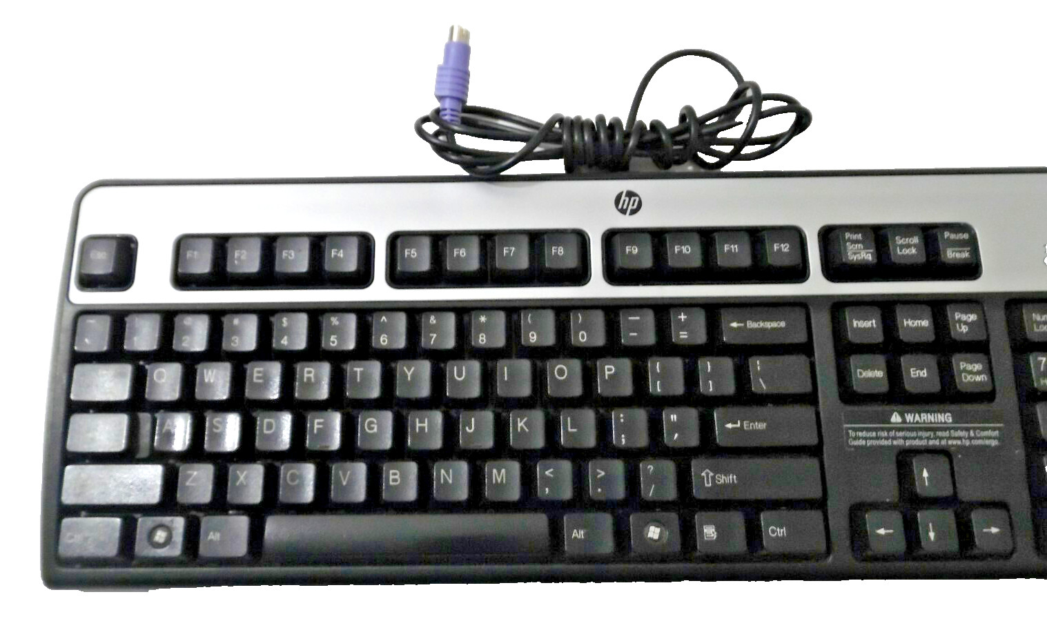 KB-0316 PS/2 Mouse Wired Keyboard TESTED and WORKS -BLACK  & SILVER