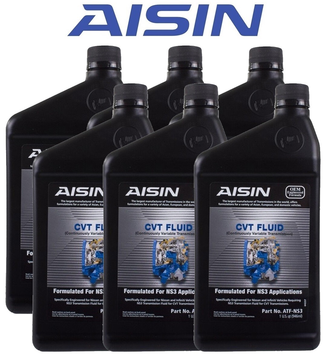 Aisin Set of 6 Continuously Variable Trans CVT Fluid ATF-NS3 for Nissan Infiniti