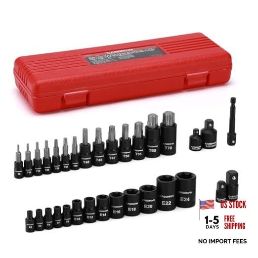 32-Piece Torx Bit Socket and Female External Socket—T8-T70 & E4-E24