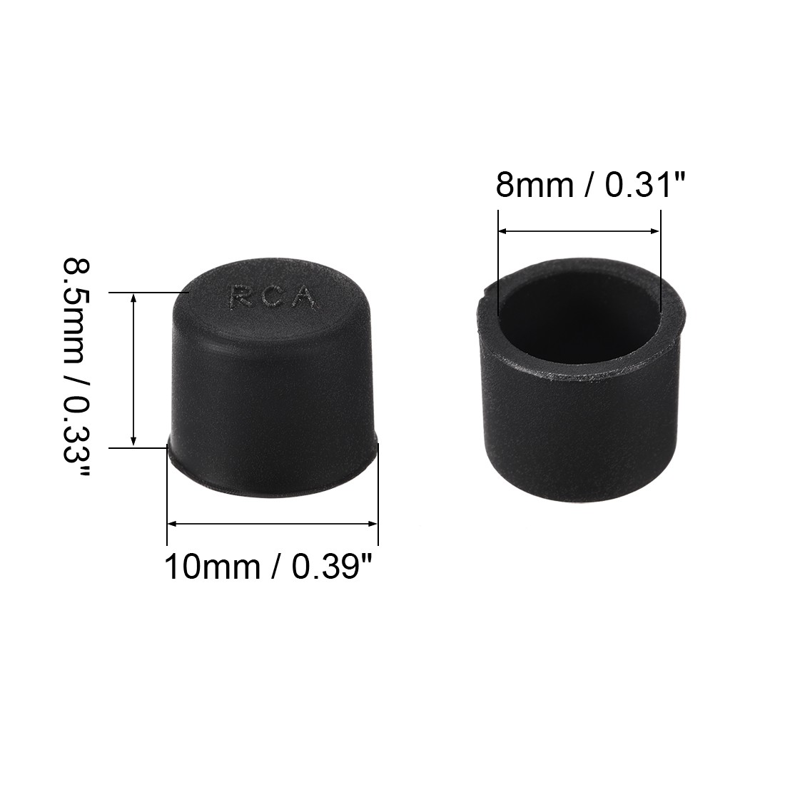5pcs RCA Female Connector Socket Protector Cap Cover Black Amplifier Dust Proof
