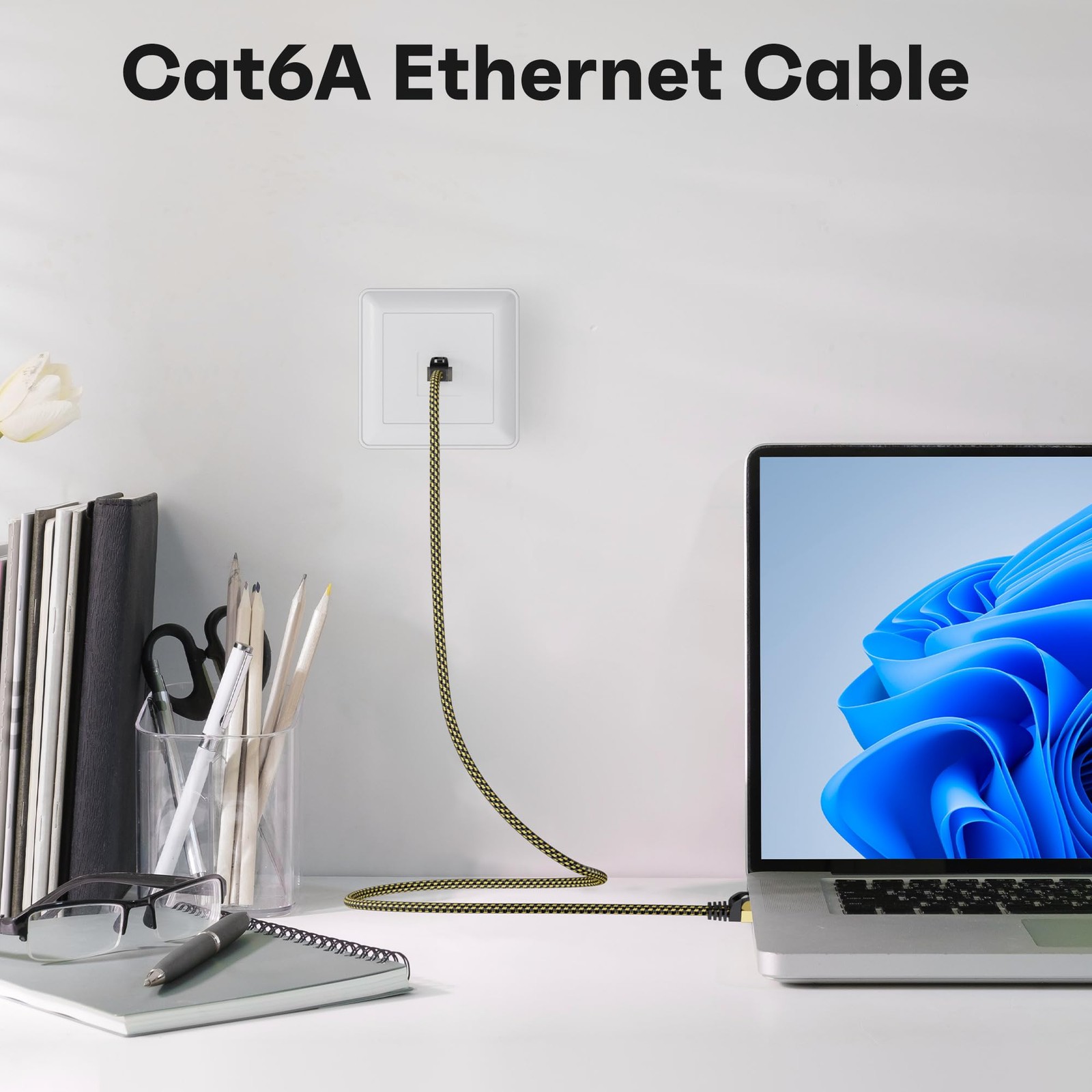 2 PCS 8 FT Cat6 Ethernet Cable CAT6A RJ65 10Gbps Shielded Patch LAN Braided
