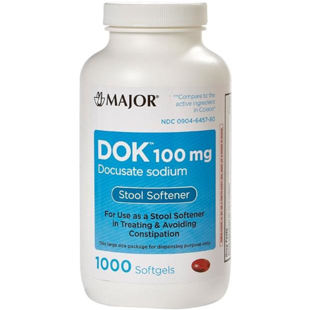 Major Dok 100Mg Docusate Sodium Comp To Colace 1000 Softgels Each