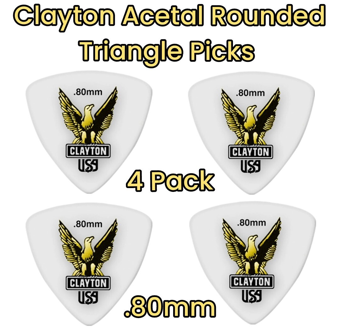Clayton Acetal Rounded Triangle Guitar Picks .80mm 4 Picks