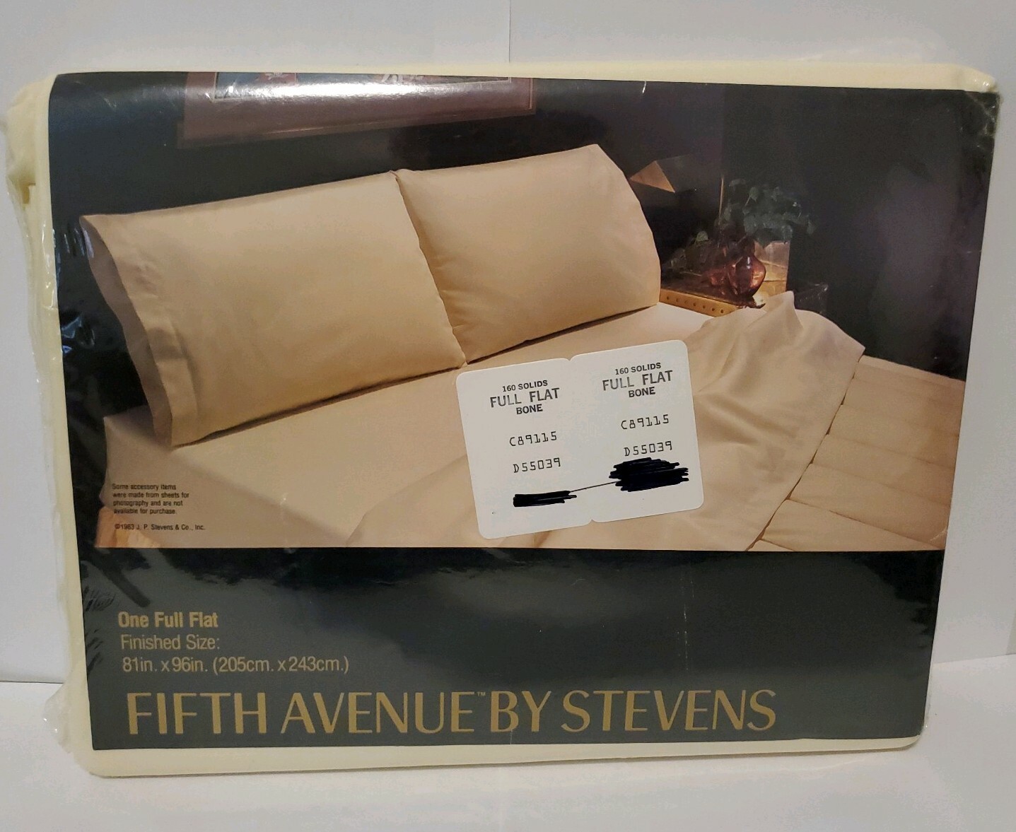NEW Fifth Avenue No-Iron Ivory Bone Full Flat Sheet 160 Thread Count 81" x 96"