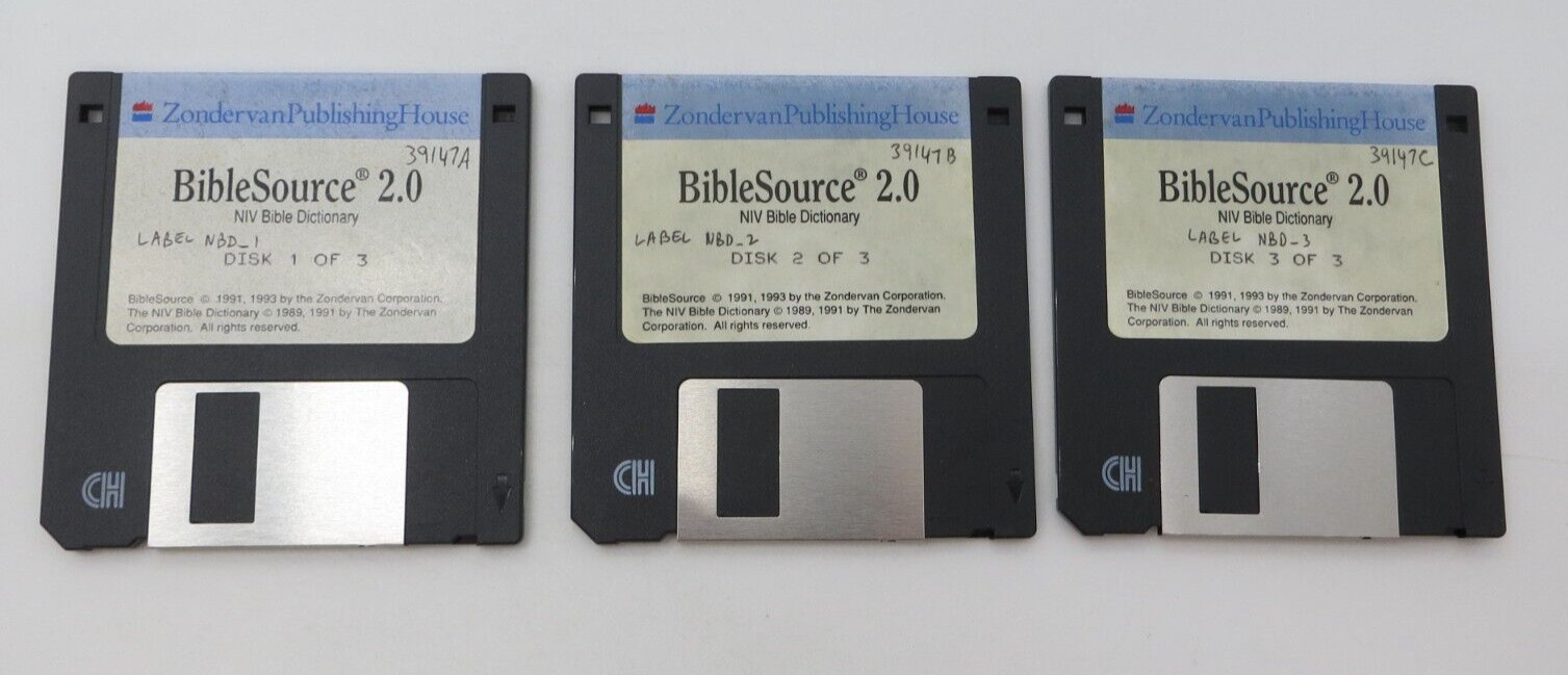 3.5" Floppy Disk BibleSource 2.0 NIV Bible Dictionary Zondervan Publishing