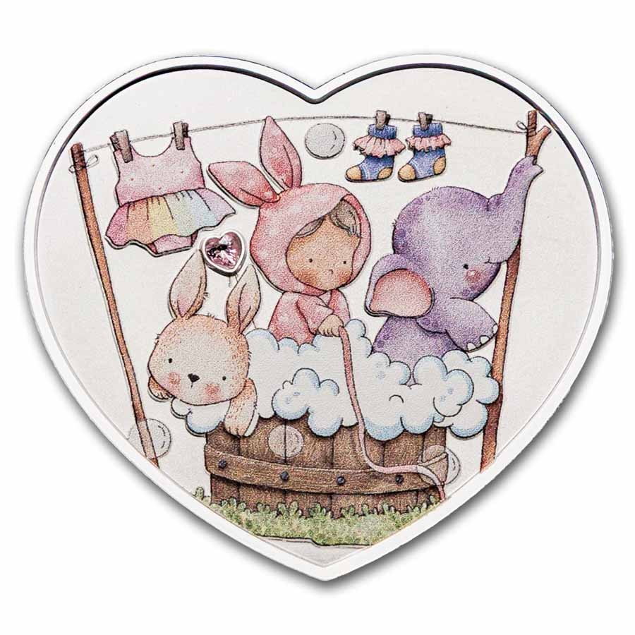 2026 Cameroon 1 oz Silver Heart Shaped: Baby Girl