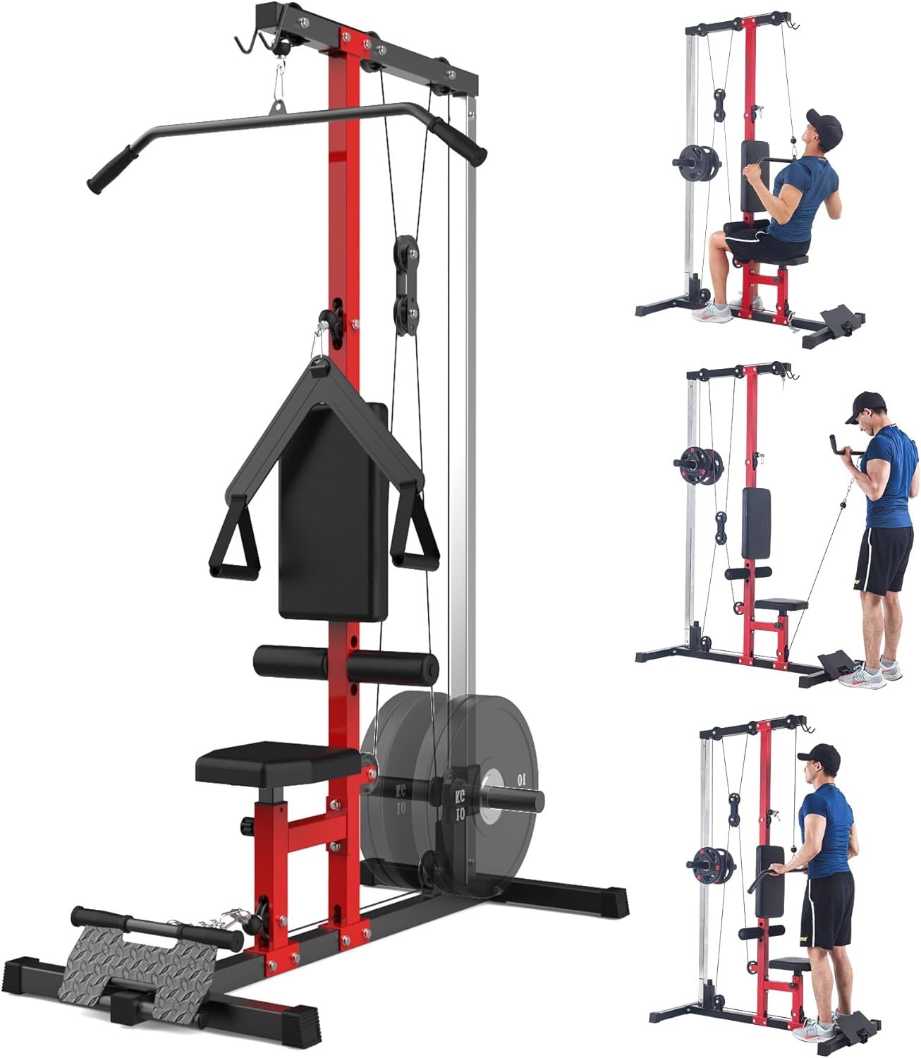 Pull Down&Low Row Cable Machine,Home Gym LAT Pulley System for Full Body Workout