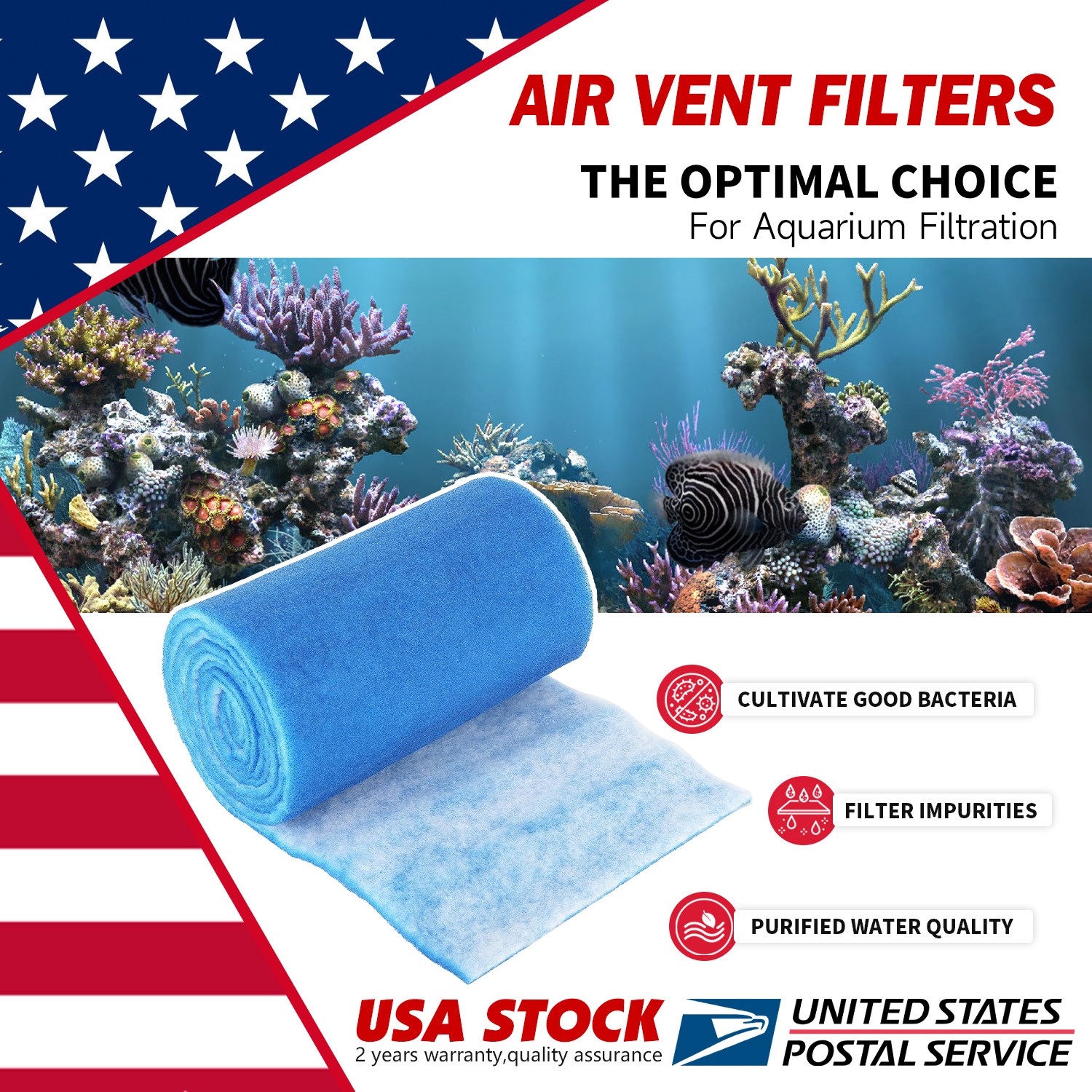 12" Blue White Bonded Aquarium Media Pad 140" x 12" Fiber Floss Filter Material
