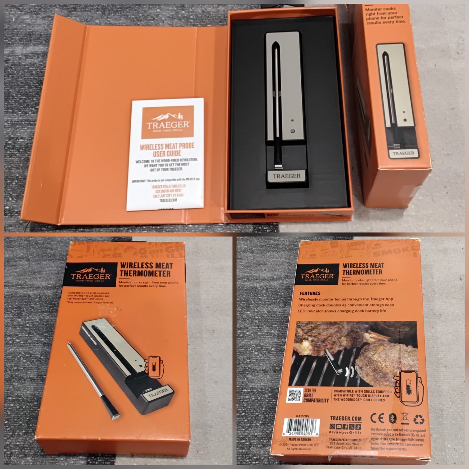 Traeger Wireless Meat Thermometer WiFi Compatible Grill NEW Open Package B