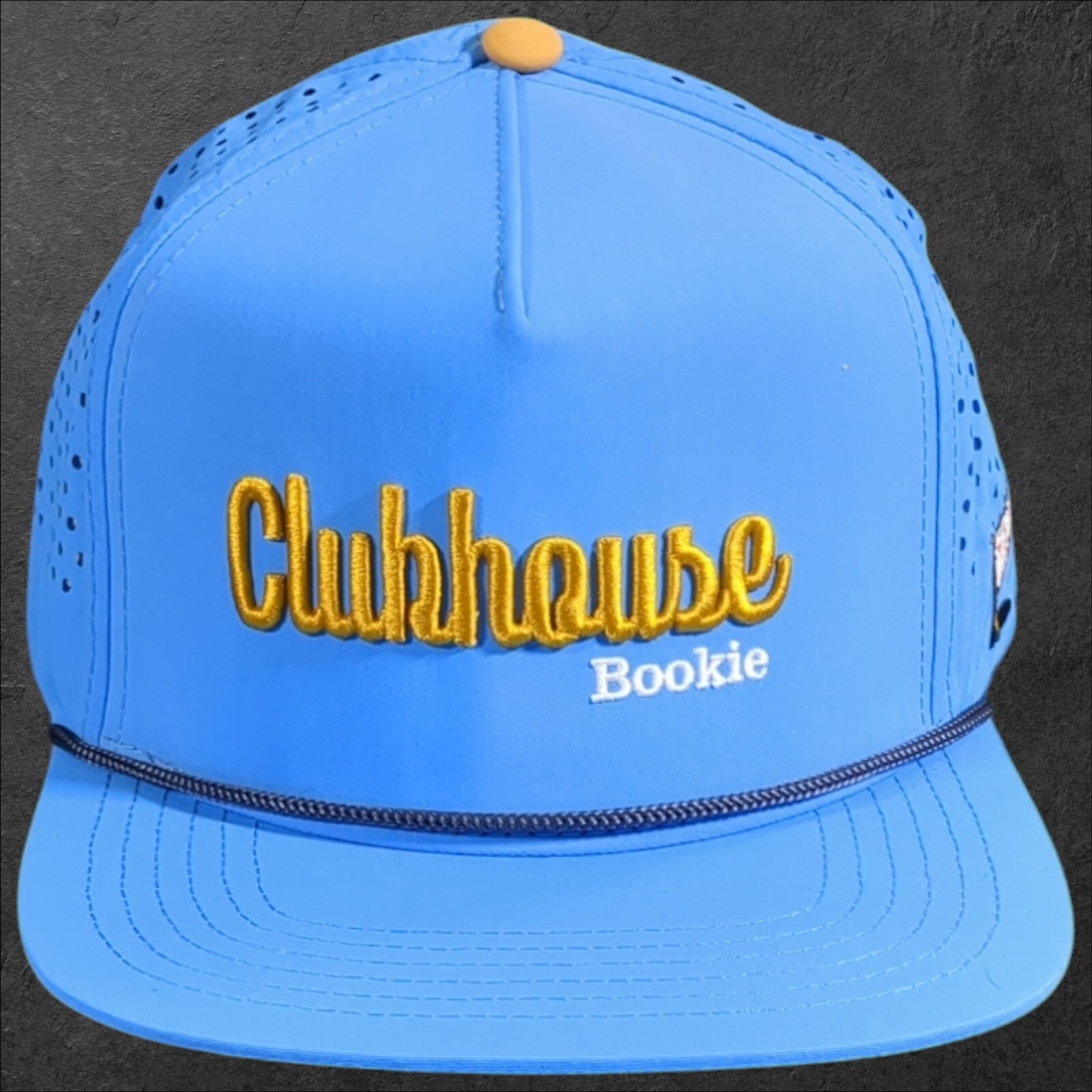 Staunch Clubhouse Bookie Snapback Hat Breathable Blue Gold Cap