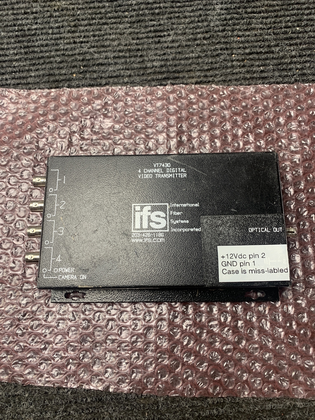 International Fiber IFS 4 Channel Digital Video Transmitter Mdl. VT7430 Used