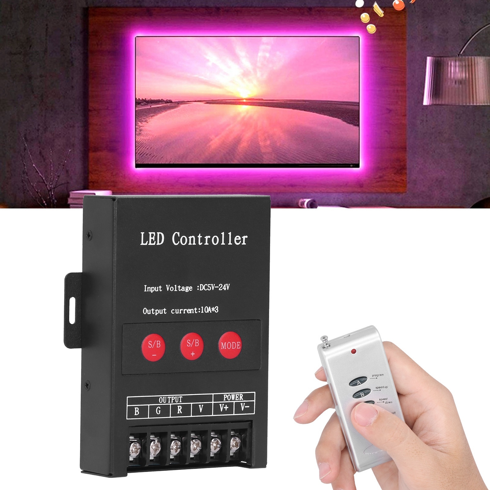 DC5‑24V 360W LED Strip Light Controller Colorful RGB Module Control Brightnes US