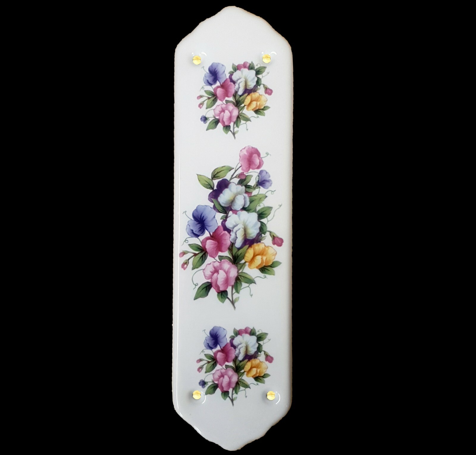 Ceramic Door Finger Plate Sweet Pea Floral Design (Each)