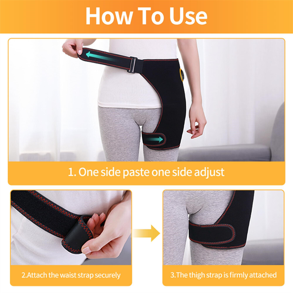 Heating Hip Wrap Brace 3 Heating Modes Adjustable Belt Pain Relief Thigh US
