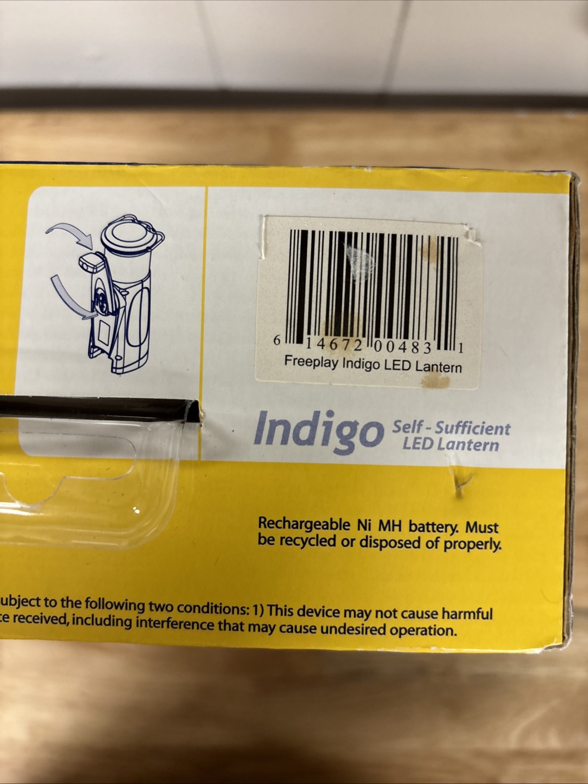 Freeplay Indigo Self Sufficient LED Lantern Wind Up & Rechargeable NOS