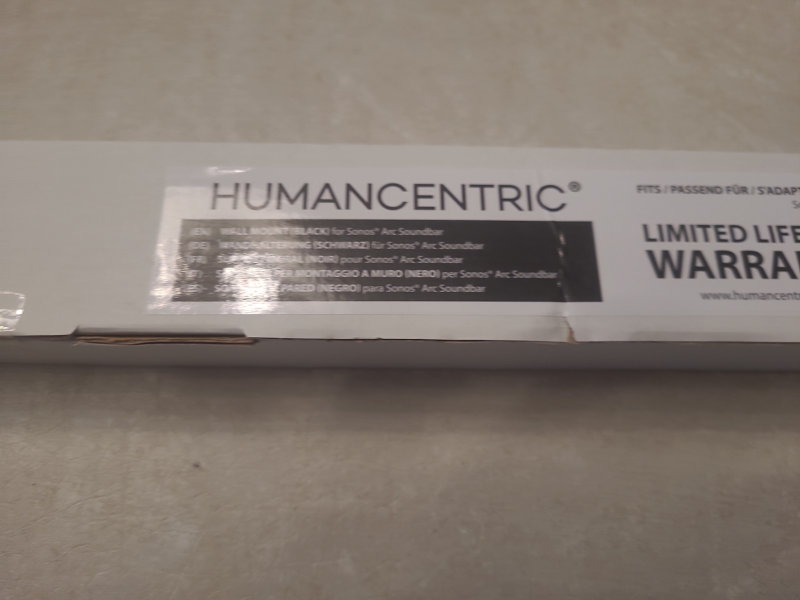 HumanCentric Wall Mount Compatible w/Sonos Arc Sound Bar Black 101-2092-B NIB